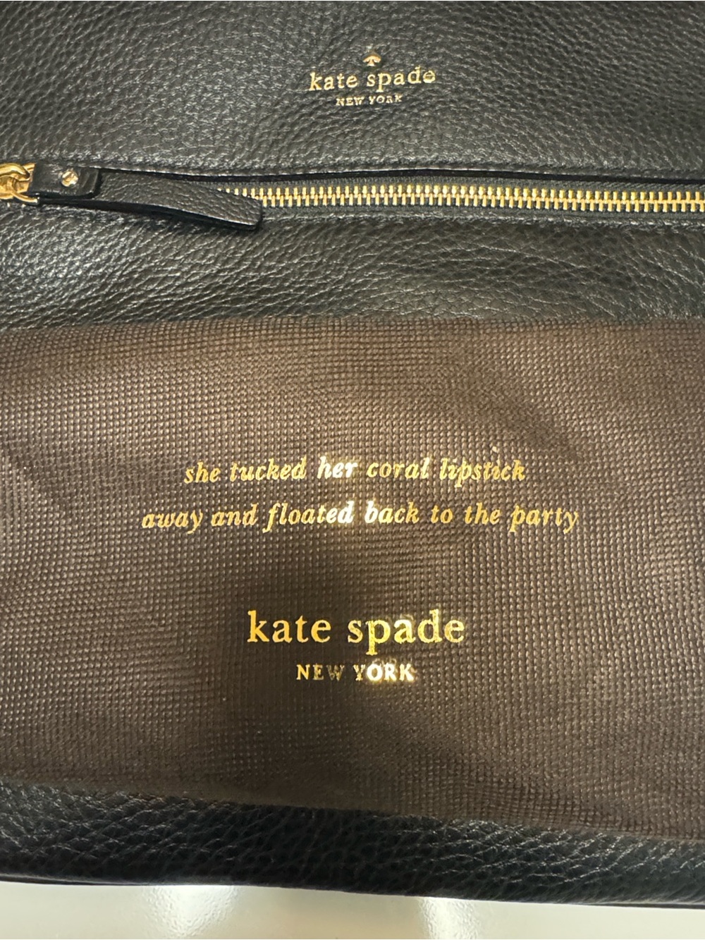 NWT kate spade Black Pebbled Leather Crossbody with Gold Hardware - Picture 7 of 7